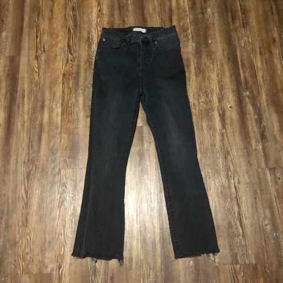 Madewell Cali Demi Boot Jeans Women's 26 in Berkley Black Wash Chewed Hem - Picture 1 of 8